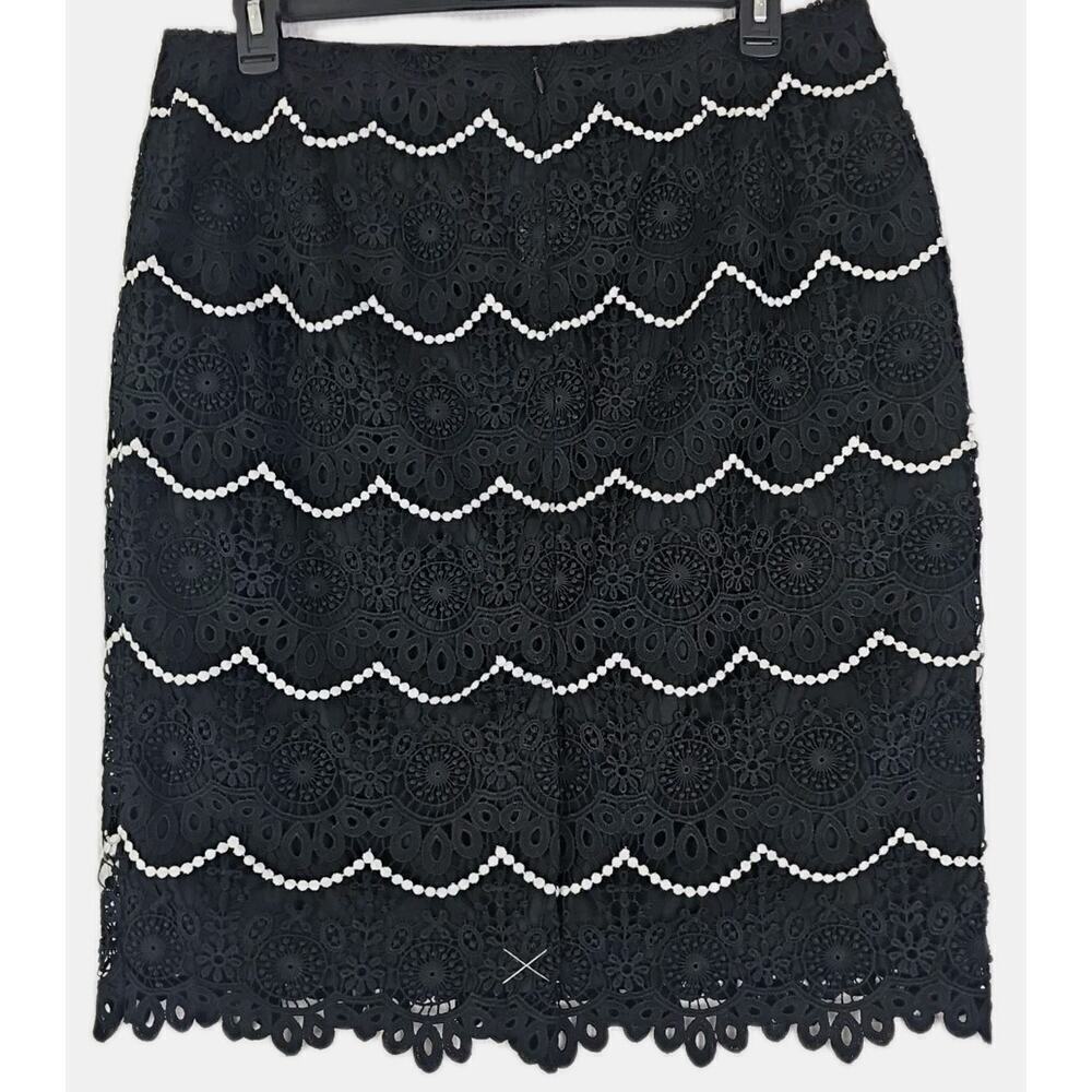 Talbots ~Woman Size 14~ Black Crocheted Lace A-Line Skirt Fully Lined NWOT. - Picture 3 of 12